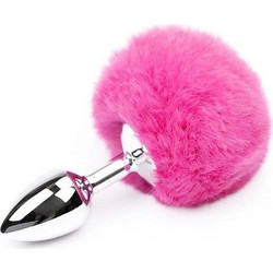 LateToBed Afterdark Pompon Small Πρωκτική Σφήνα 7cm Ασημί Ροζ