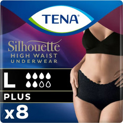Tena Silhouette Plus Black Large Πάνες Βρακάκι Ακράτειας 6 Σταγόνες 8τμχ