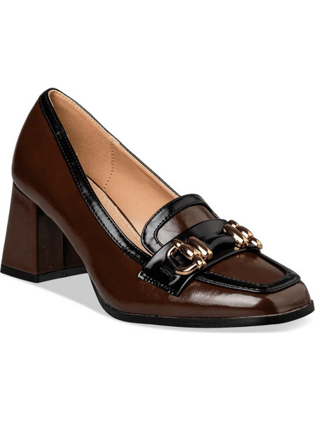 Envie Shoes Γόβες Δερμάτινες με Χοντρό Ψηλό Τακούνι Καφέ E84-22343-28