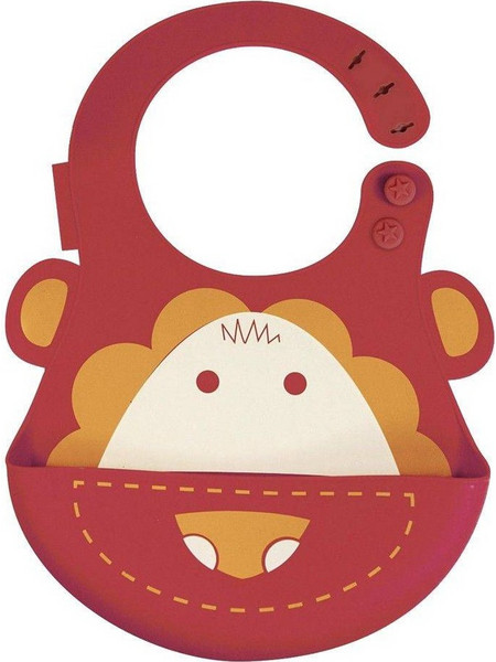 Marcus & Marcus Lion Αδιάβροχη Σαλιάρα Σιλικόνης με Κουμπί & Τσέπη Μπορντό