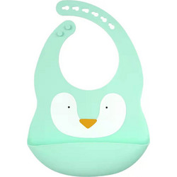 BabyCloud Penguin Αδιάβροχη Σαλιάρα Σιλικόνης με Κουμπί & Τσέπη 6m+ Βεραμάν