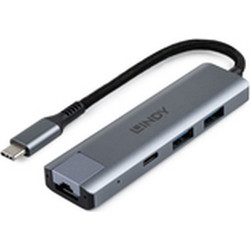 Lindy 43422 USB Hub 3.1 USB-C με 4 Θύρες USB-A / USB-C / Ethernet