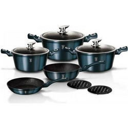 Berlinger Haus Metallic Line Aquamarine Σετ Μαγειρικά Σκεύη Αλουμινίου με Αντικολλητική Επίστρωση Μαρμάρου 5τμχ BH-1884