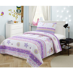 Dimcol Σετ Παιδικό Κουβερλί Μονό Microfiber με Μαξιλαροθήκη 160x220 421 Λευκό Λιλά