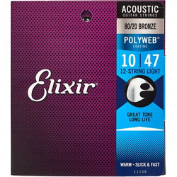 Elixir Strings Polyweb 11150 Σετ 12 Χορδές Ακουστικής Κιθάρας 80/20 Bronze 10-47"