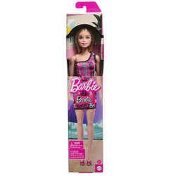 Mattel Barbie Straight Blonde Hair & Pink Dress with Logo HRH07