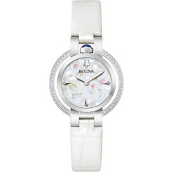 Bulova Rubaiyat Γυναικείο Ρολόι με Λευκό Δερμάτινο Λουράκι 96R254