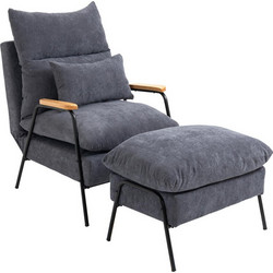 HOMCOM Πολυθρόνα Relax με Υποπόδιο Γούνινη Ανθρακί 839-505V00GY