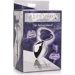XR Brands Booty Sparks Amethyst Heart Small Πρωκτική Σφήνα Diamond Plug 7.6cm Ασημί Μωβ