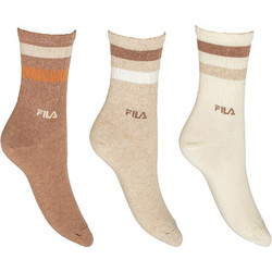 Fila Γυναικείες Κάλτσες Μπεζ Καφέ 3Pack F6140-340