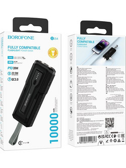 Borofone BJ54 Power Bank 10000mAh 22.5W με Θύρα USB-A & Θύρα USB-C Quick Charge 3.0 & Power Delivery Black