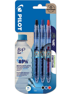 Pilot B2P Gel Fine Σετ Στυλό Gel 0.7mm 3τμχ 230.566083