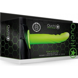 Ouch! Glow In The Dark Textured Curved Harness Strap On με Dildo 20cm Πράσινο