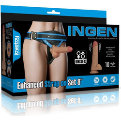 Lovetoy Ingen 8'' Enhanced L/XL/2XL Harness Strap On με Dildo 20.3cm & Δόνηση Flesh