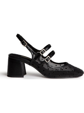 Corina Γόβες Slingback με Χοντρό Χαμηλό Τακούνι Μαύρες M6260