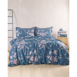 Rythmos Σετ Σεντόνια Μονά Βαμβακερά 160x260 Nova Springtime Μπλε Σκούρο