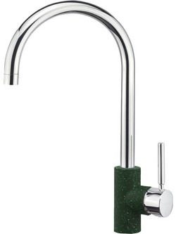 Sanitec Doppio Granite Green Μπαταρία Κουζίνας Πάγκου Διπλής Παροχής Ανάμεικτη Πράσινη