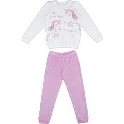 Prenatal Unicorns Παιδική Πιτζάμα Fleece Χειμωνιάτικη Λευκή Ροζ 1529624