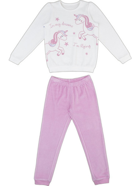 Prenatal Unicorns Παιδική Πιτζάμα Fleece Χειμωνιάτικη Λευκή Ροζ 1529624