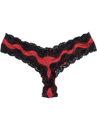 Admas Γυναικείο Sexy String με Δαντέλα Μαύρο Κόκκινο 426276