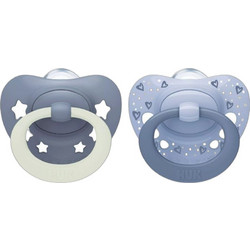 Nuk First Choice Classic Day & Night Ορθοδοντικές Πιπίλες Σιλικόνης Νυκτός 0-6m Γαλάζια Μπλε 2τμχ