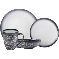 Maxwell & Williams Caviar Granite Σετ Πιάτα Φαγητού Πορσελάνης Λευκά Ανθρακί 16τμχ II0003-01