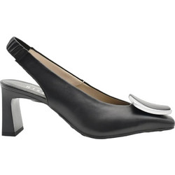 Hispanitas Γόβες Slingback Δερμάτινες με Χοντρό Ψηλό Τακούνι Μαύρες HV264762-C001
