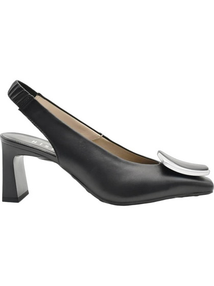 Hispanitas Γόβες Slingback Δερμάτινες με Χοντρό Ψηλό Τακούνι Μαύρες HV264762-C001