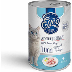 Egeo Pet Food Adult Sterilised Grain Free Mousse with Tuna & Taurine 375gr