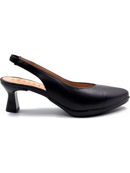 Desiree Γόβες Slingback Δερμάτινες με Χοντρό Χαμηλό Τακούνι & Φιάπα Μαύρες Maca2