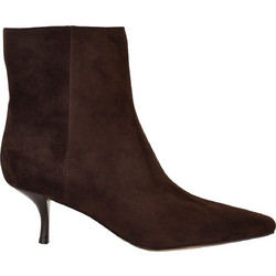 Nine West Hermena Γυναικεία Μποτάκια Αστραγάλου Suede Σοκολατί με Λεπτό Χαμηλό Τακούνι 20-200