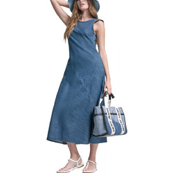 DKNY Midi Καλοκαιρινό Καθημερινό Φόρεμα Τζιν Μπλε DJ6D9187-B8N