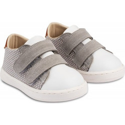 Babywalker Βαπτιστικά Sneakers για Αγόρι Δερμάτινα Ανατομικά Λευκά Γκρι PRI2104