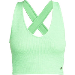 Roxy Please Come Back Γυναικείο Καλοκαιρινό Crop Top Ριπ Πράσινο ERJKT04126-GHW0