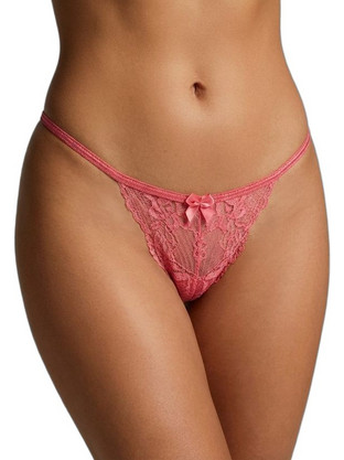 Milena By Paris Γυναικείο Sexy String με Δαντέλα Κοραλί 6525