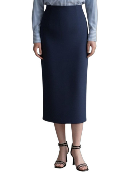 Benissimo Μίντι Φούστα Υφασμάτινη Ψηλόμεση Pencil Navy Μπλε 262017682