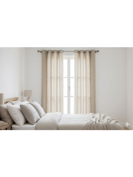 Chios Hellas Κουρτίνα με Τρουκς 140x260 Stripes 20-35260-1 Μπεζ