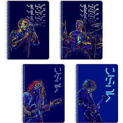 interDRUK Music Σπιράλ Τετράδιο Ριγέ B5 120 Φύλλων 4 Θεμάτων Διάφορα Σχέδια 10τμχ 02314