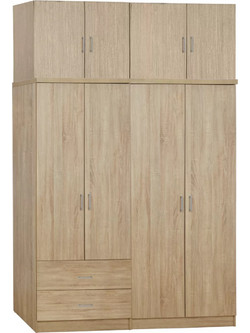 B2BMarkt Τετράφυλλη Ντουλάπα Ρούχων με Πατάρι Sonoma 160x42x241cm 9997789
