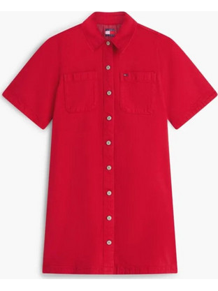 Tommy Jeans Mini Καλοκαιρινό Καθημερινό Φόρεμα Σεμιζιέ Κόκκινο DW0DW22847-XK9