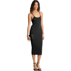 Michael Kors Midi Καλοκαιρινό Βραδινό Φόρεμα Ριπ Μαύρο MR683BQ33D-001