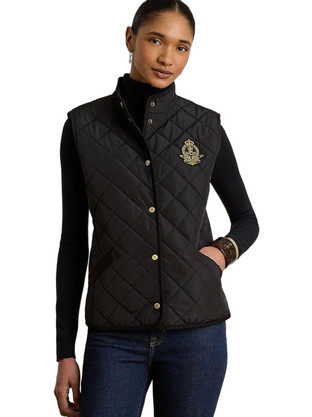 Polo Ralph Lauren Αμάνικο Γυναικείο Μπουφάν Καπιτονέ Μακρύ Μαύρο 297P18068001