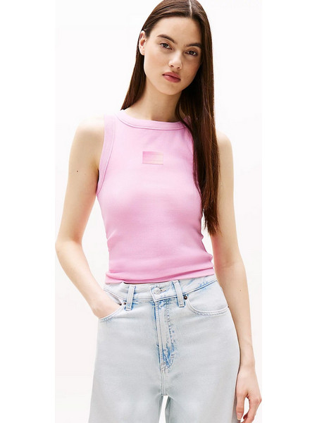 Tommy Jeans Γυναικείο Καλοκαιρινό Top Ριπ Ροζ DW0DW20920-U06