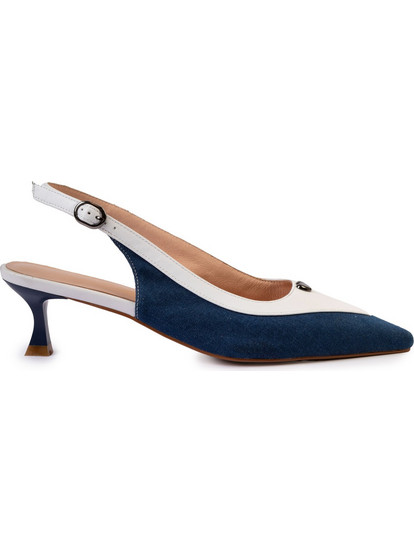 Versace 19V69 Γόβες Suede Slingback με Λεπτό Χαμηλό Τακούνι Navy Μπλε AM866-32S