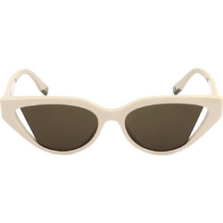Fendi FE40009I 57J Γυναικεία Γυαλιά Ηλίου Cat Eye Κοκάλινα Λευκά με Καφέ Φακό