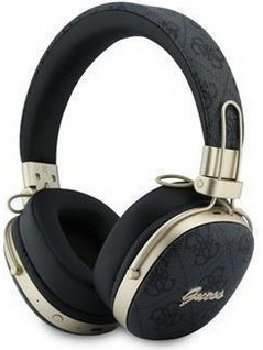 Guess 4G Metal Script Logo ENC Ασύρματα Bluetooth Ακουστικά Over Ear με Noise Cancelling Μαύρα Ασημί