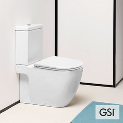GSI Pura 8817-300 + 6035RU Λεκάνη Τουαλέτας Δαπέδου Πίσω Σιφώνι με Καζανάκι & Κάλυμμα Slim Soft Close Λευκή PURA8817