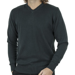 Double Ανδρικό Πουλόβερ με V Λαιμόκοψη Χακί KNIT-51