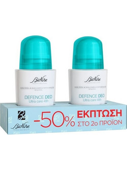 Bionike Defence Deo Ultra Care Αποσμητικό Roll On 48h Χωρίς Αλουμίνιο 2x50ml
