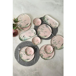 Stewe Home Pink Woods Σετ Πιάτα Φαγητού Κεραμικά Ροζ 12τμχ STE-004103-P4103